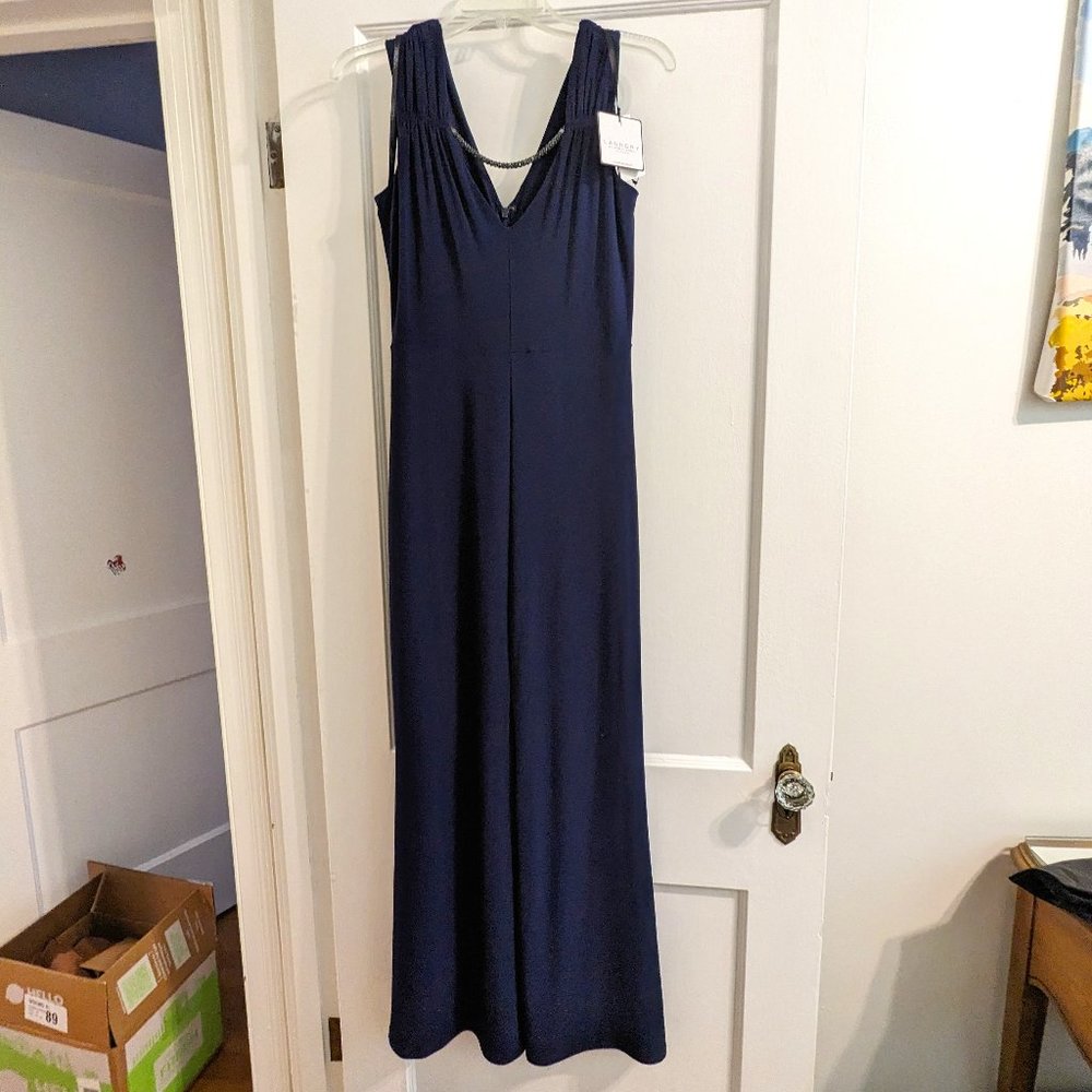 Navy Blue Beaded Cocktail Dress Laundry by Shelli Segal